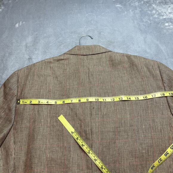 Joseph Turner Wool Linen Blazer Mens 44L Brown Tweed Surgeon Cuffs Portugal FLAW - Picture 8 of 14